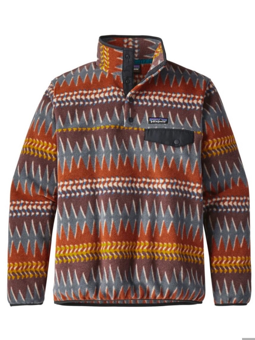 PATAGONIA Synchilla Snap-T Laughing Waters Dark Ruby Fleece Pullover Jacket Sz M